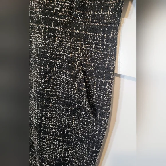 Lands' End Midi Dress Short Sleeves Pockets Stretch Size 12 Black Tan Print - Picture 6 of 16